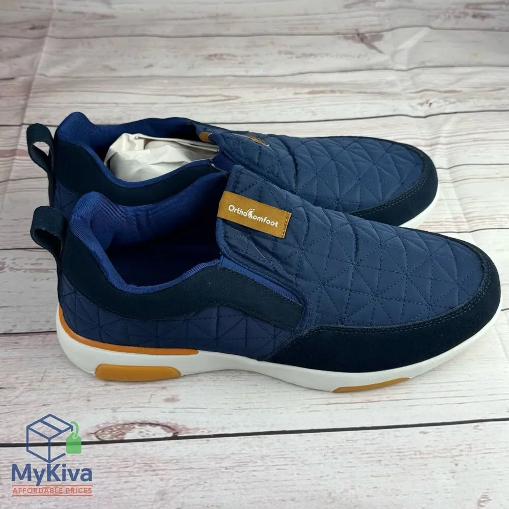 Men’s Orthopedic Slip On Loafers Walking Shoes Arch Support Blue Size 12